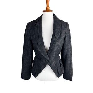 Trelise Cooper It's A Cinch Albertine Black Floral Wool Jacquard Blazer 12 US 10